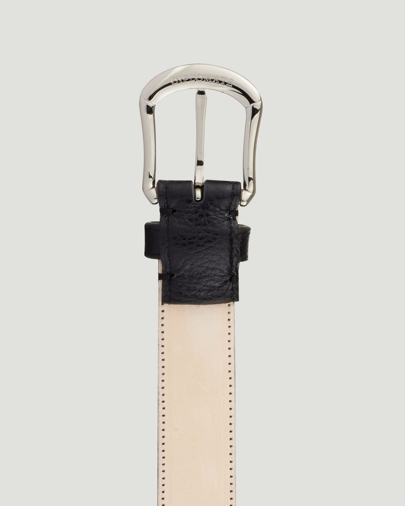 Belt - Black Pebble Grain Calf Leather - Silver Skeleton Buckle